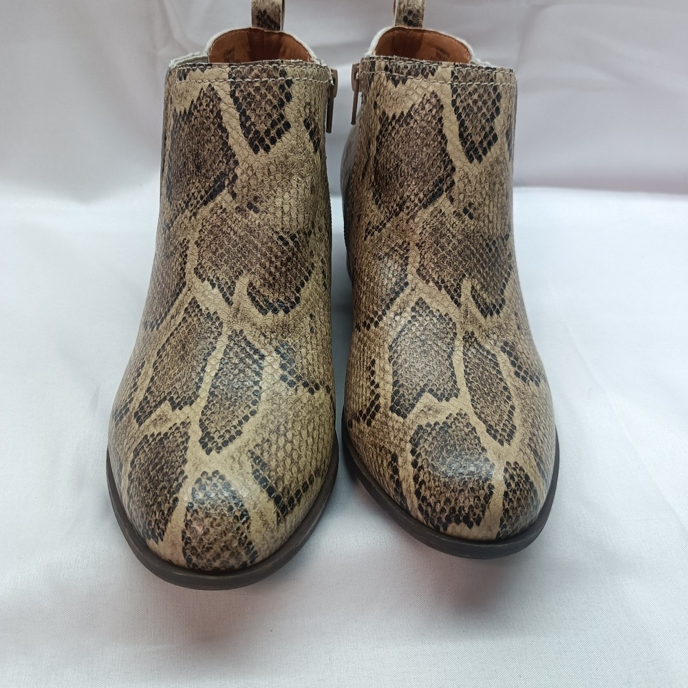 Lucky Brand Leather Snake Print Zipper Ankle Booties Womens 9M Casual Boots - Picture 2 of 7